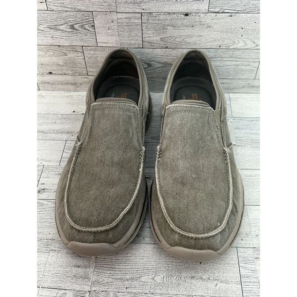Skechers Shoes Tan Mens Sz 10 Relaxed Fit Air Cooled Memory Foam Slip On Comfort